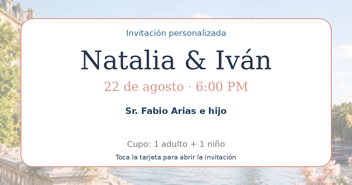 Tarjeta de Sr. Fabio Arias e hijo