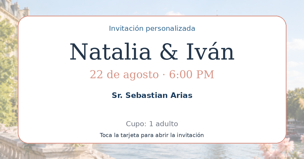 Tarjeta de Sr. Sebastian Arias