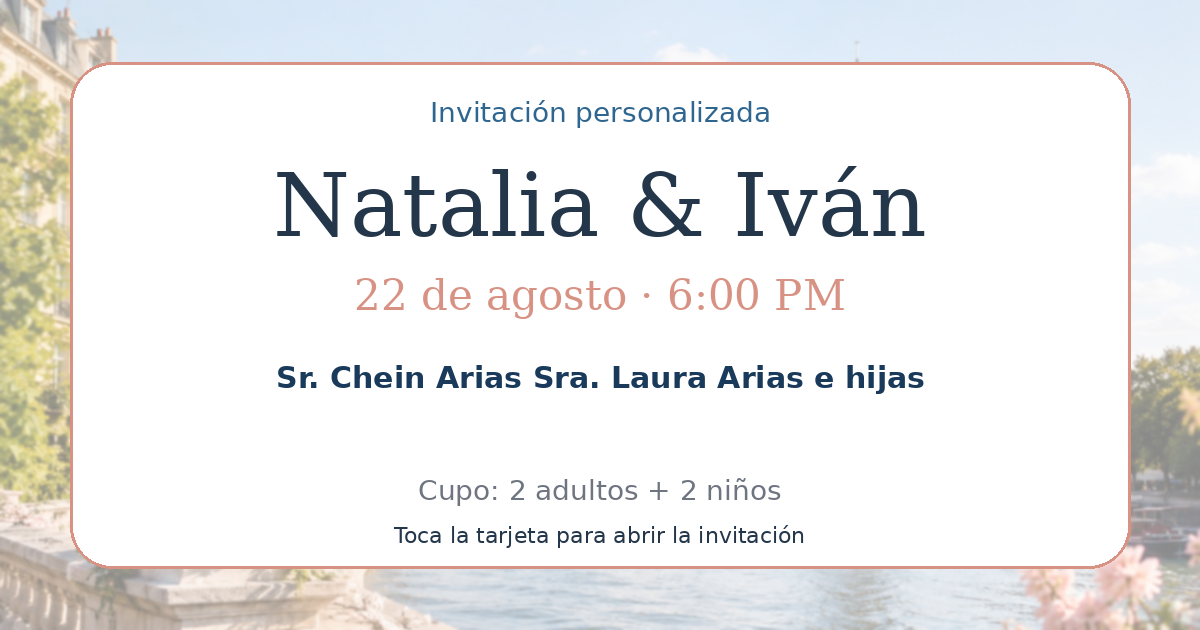 Tarjeta de Sr. Chein Arias Sra. Laura Arias e hijas