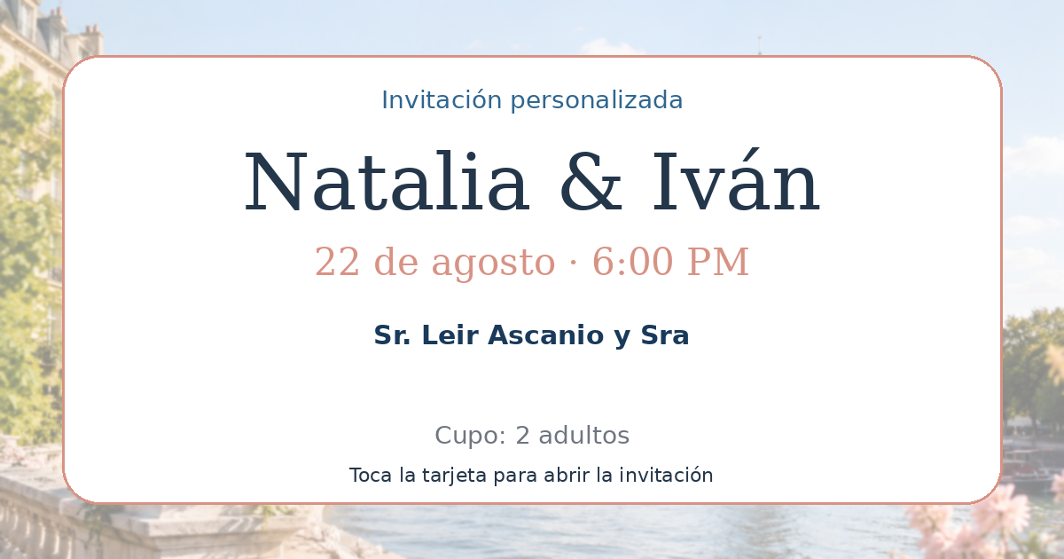 Tarjeta de Sr. Leir Ascanio y Sra