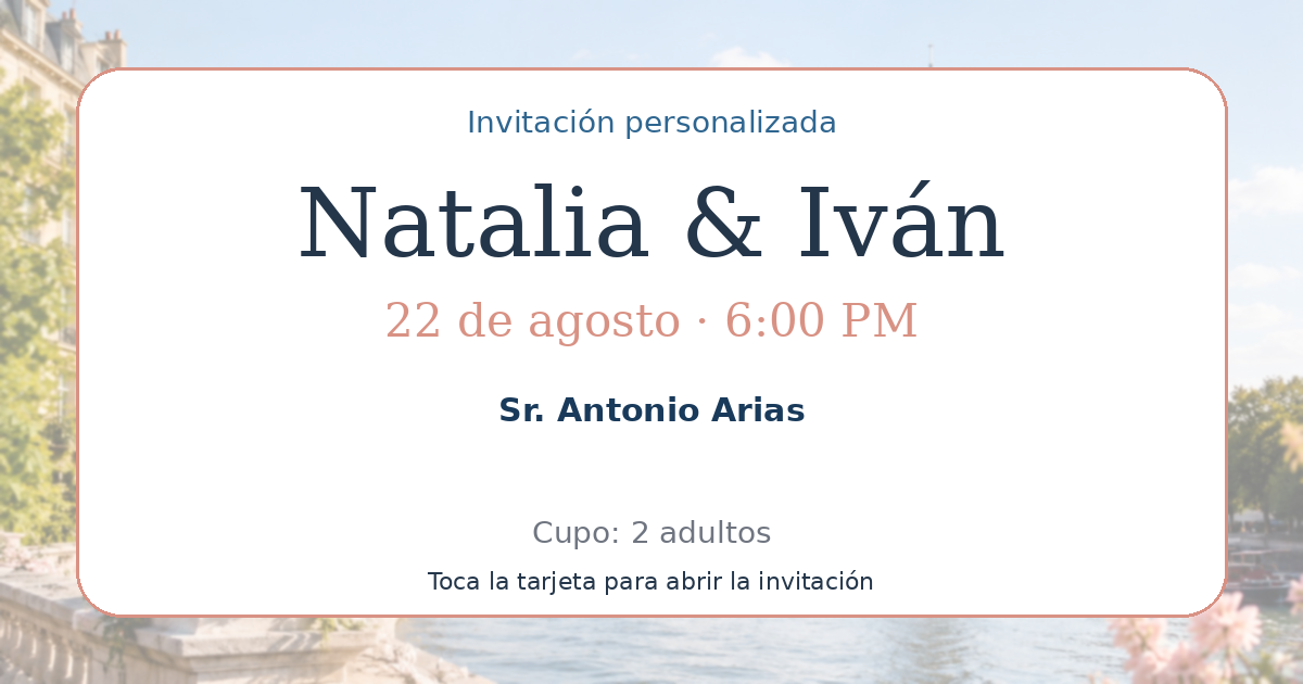 Tarjeta de Sr. Antonio Arias