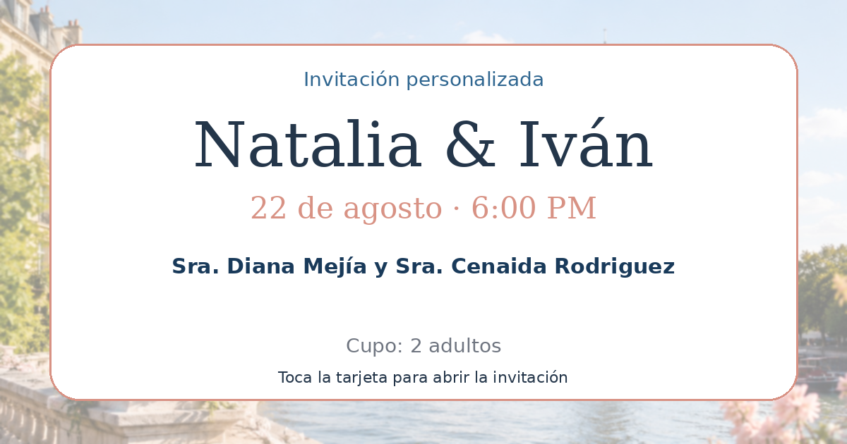 Tarjeta de Sra. Diana Mejía y Sra. Cenaida Rodriguez