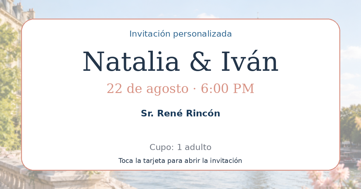 Tarjeta de Sr. René Rincón