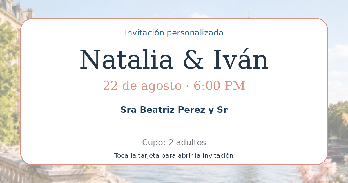 Tarjeta de Sra Beatriz Perez y Sr