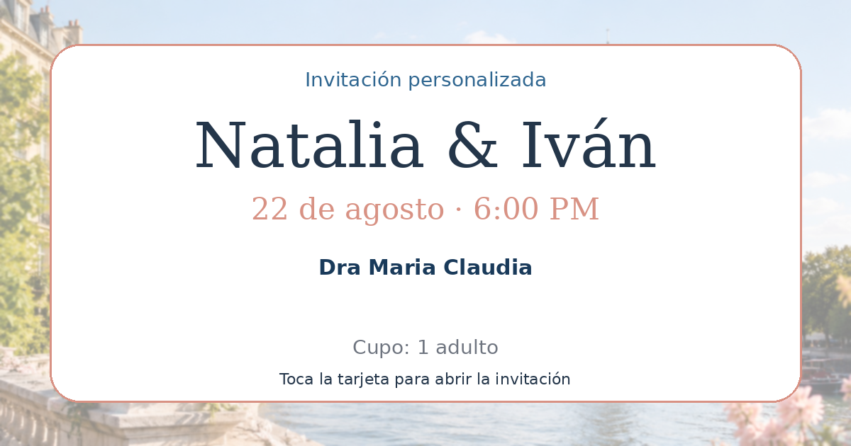 Tarjeta de Dra Maria Claudia